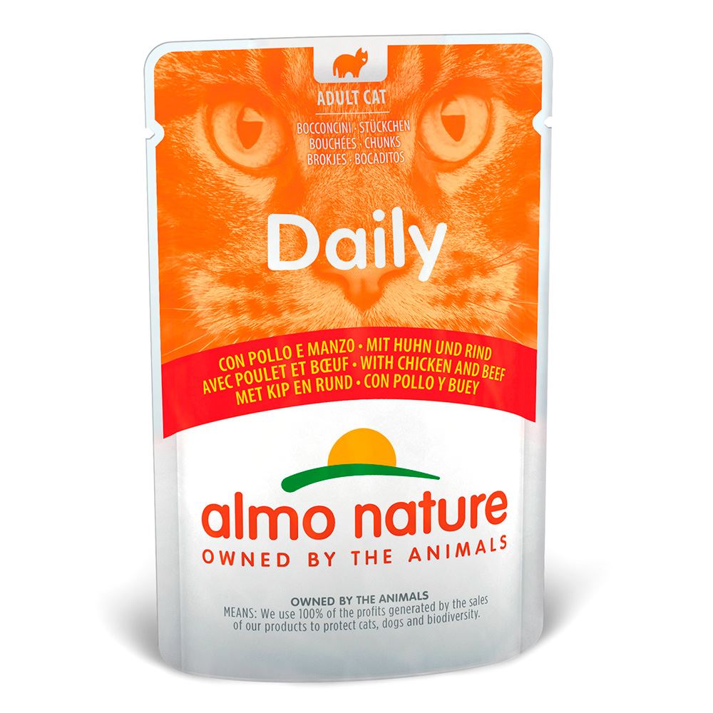 "ALMO NATURE" CAT DAILY - FRANGO E CARNE + FRANGO E PATO (6 UNIDADES)