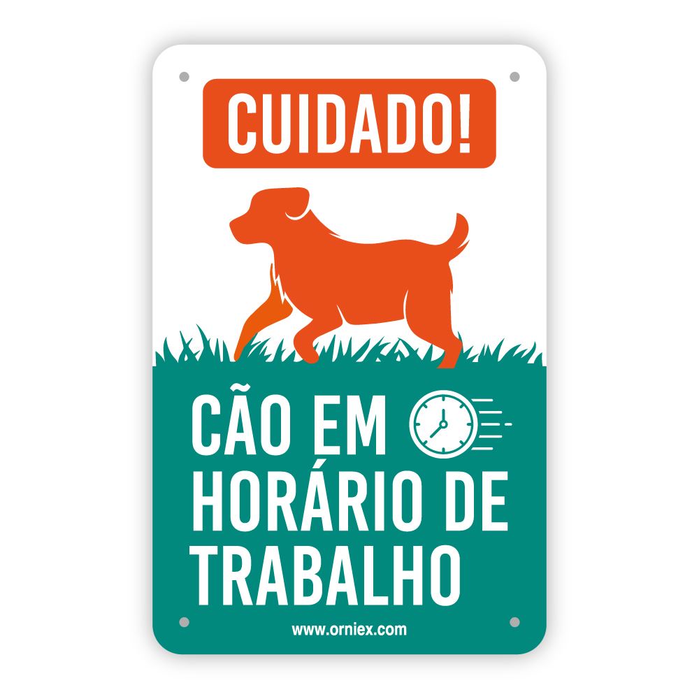 PLACA PVC "CÃO EM HORÁRIO DE TRABALHO"