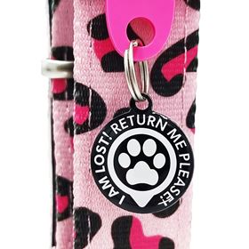 MAX & MOLLY - COLEIRA COM ID TAG "LEOPARD PINK"