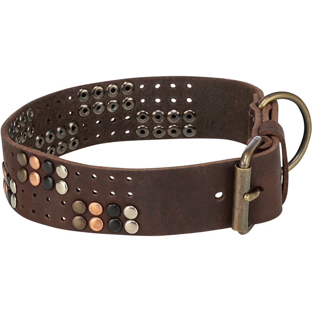 COLEIRA "RUSTIC RIVET" EM COURO