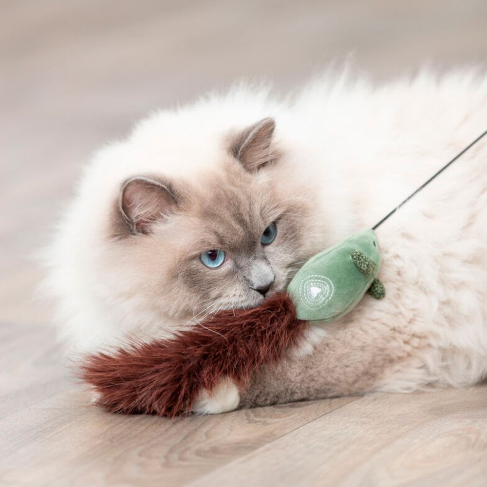 BASTÃO COM RATO EM PELÚCIA PARA GATOS